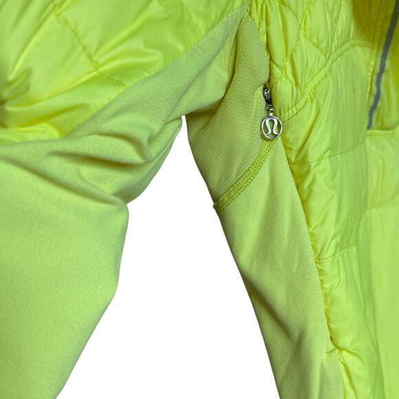 Lululemon Size 8 What The Fluff Pullover Jacket Clarity Yellow Neon Down Puffer - Picture 6 of 16